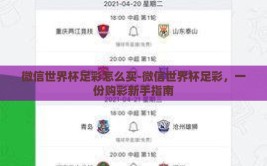 微信世界杯足彩怎么买-微信世界杯足彩，一份购彩新手指南