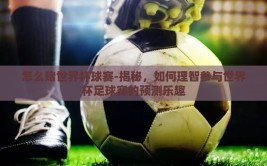 怎么赌世界杯球赛-揭秘，如何理智参与世界杯足球赛的预测乐趣