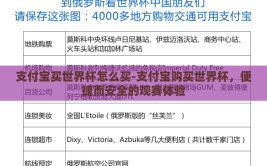支付宝买世界杯怎么买-支付宝购买世界杯，便捷而安全的观赛体验