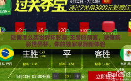 微信怎么买世界杯彩票-王者的预言，微信购彩世界杯，你的独家观赛新体验