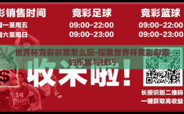 世界杯竞彩彩票怎么玩-探索世界杯竞彩彩票的乐趣与技巧