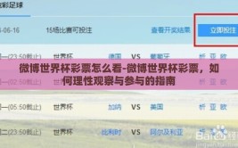 微博世界杯彩票怎么看-微博世界杯彩票，如何理性观察与参与的指南