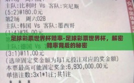 足球彩票世界杯赔率-足球彩票世界杯，解密赔率背后的秘密