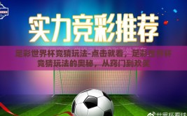 足彩世界杯竞猜玩法-点击就看，足彩世界杯竞猜玩法的奥秘，从窍门到欢笑