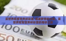 买世界冠军世界杯彩票-追逐梦想的注解，买世界冠军世界杯彩票的奇妙之旅