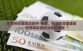 世界杯彩票投注软件-快捷、智能的足球盛宴——世界杯彩票投注软件简评