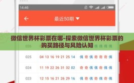 微信世界杯彩票在哪-探索微信世界杯彩票的购买路径与风险认知
