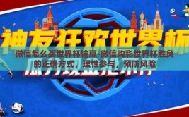 微信怎么买世界杯输赢-微信购彩世界杯胜负的正确方式，理性参与，预防风险