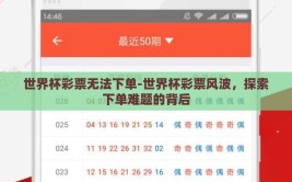 世界杯彩票无法下单-世界杯彩票风波，探索下单难题的背后