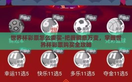 世界杯彩票怎么卖买-把握瞬息万变，掌握世界杯彩票购买全攻略