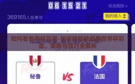 如何看世界杯彩票-如何精明地洞察世界杯彩票，策略与技巧全解析