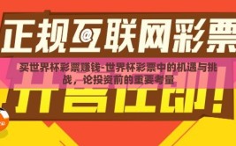 买世界杯彩票赚钱-世界杯彩票中的机遇与挑战，论投资前的重要考量
