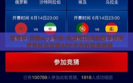 世界杯·竞猜app平台-从激情观战到智享预测，世界杯与竞猜APP平台的完美邂逅
