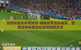 世界杯胜负彩票预测-揭秘世界足坛盛宴，智取世界杯胜负彩票预测的艺术