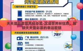 天天盈彩票世界杯中奖-沉浸世界杯狂欢，解锁天天盈彩票的幸运密钥