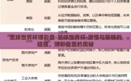 足球世界杯博彩盘-足球世界杯·激情与策略的碰撞，博彩盘面的奥秘