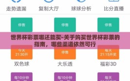 世界杯彩票哪还能买-关于购买世界杯彩票的指南，哪些渠道依然可行