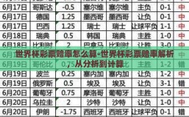世界杯彩票赔率怎么算-世界杯彩票赔率解析，从分析到计算