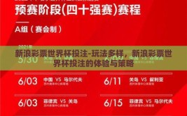 新浪彩票世界杯投注-玩法多样，新浪彩票世界杯投注的体验与策略