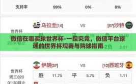 微信在哪买球世界杯-一探究竟，微信平台球迷的世界杯观赛与购球指南