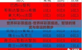 世界杯彩票组选-世界杯彩票组选，智慧的博奕与命运的舞步
