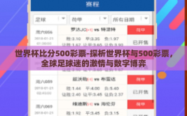 世界杯比分500彩票-探析世界杯与500彩票，全球足球迷的激情与数字博弈