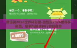 微信买2026世界杯彩票-微信购2026世界杯彩票，便利与挑战并行的新趋势