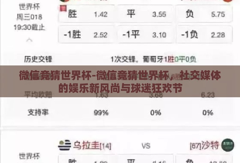 微信竞猜世界杯-微信竞猜世界杯，社交媒体的娱乐新风尚与球迷狂欢节