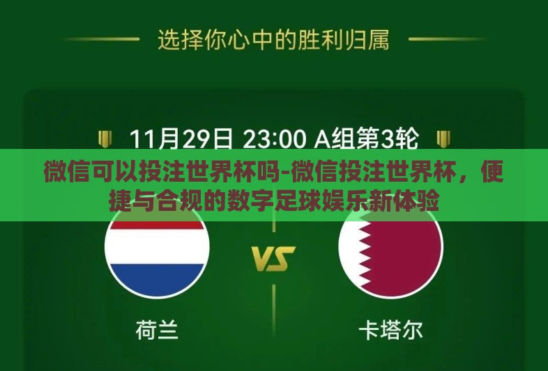微信可以投注世界杯吗-微信投注世界杯，便捷与合规的数字足球娱乐新体验