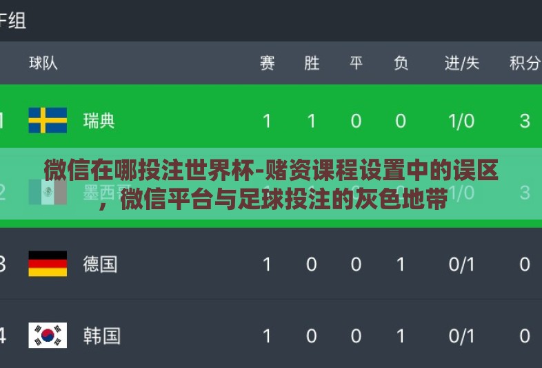 微信在哪投注世界杯-赌资课程设置中的误区，微信平台与足球投注的灰色地带