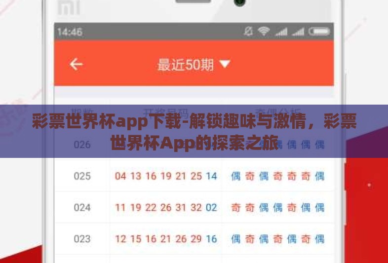 彩票世界杯app下载-解锁趣味与激情，彩票世界杯App的探索之旅