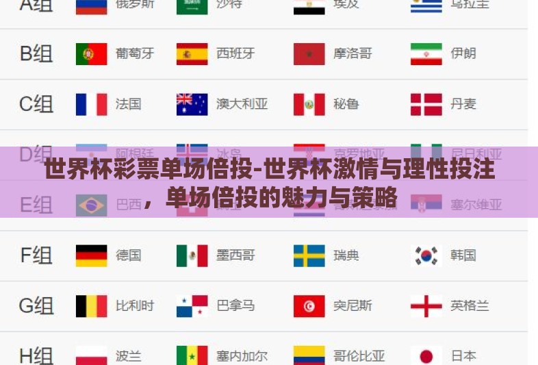 世界杯彩票单场倍投-世界杯激情与理性投注,单场倍投的魅力与策略 世界杯彩票单场倍投-世界杯激情与理性投注,单场倍投的魅力与策略