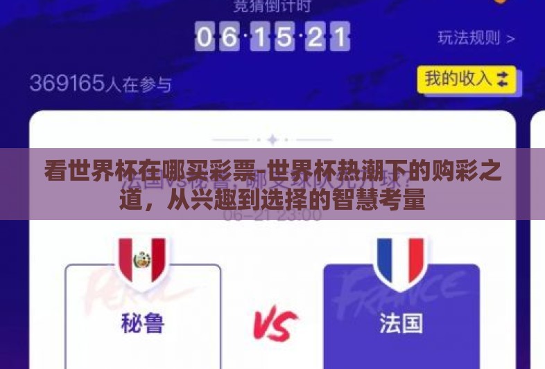 看世界杯在哪买彩票-世界杯热潮下的购彩之道，从兴趣到选择的智慧考量