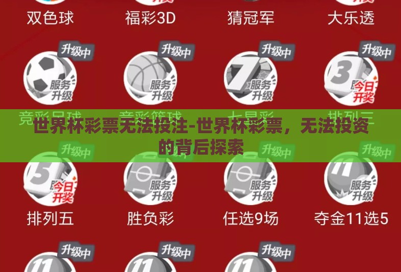 世界杯彩票无法投注-世界杯彩票，无法投资的背后探索