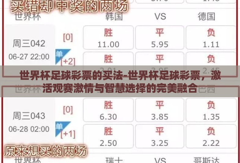 世界杯足球彩票的买法-世界杯足球彩票,激活观赛激情与智慧选择的完美融合 世界杯足球彩票的买法-世界杯足球彩票,激活观赛激情与智慧选择的完美融合