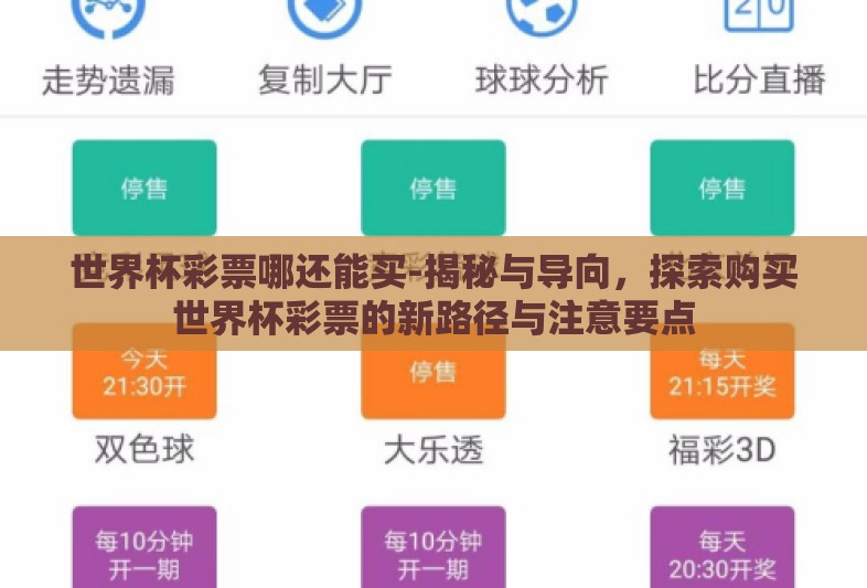 世界杯彩票哪还能买-揭秘与导向,探索购买世界杯彩票的新路径与注意要点 世界杯彩票哪还能买-揭秘与导向,探索购买世界杯彩票的新路径与注意要点