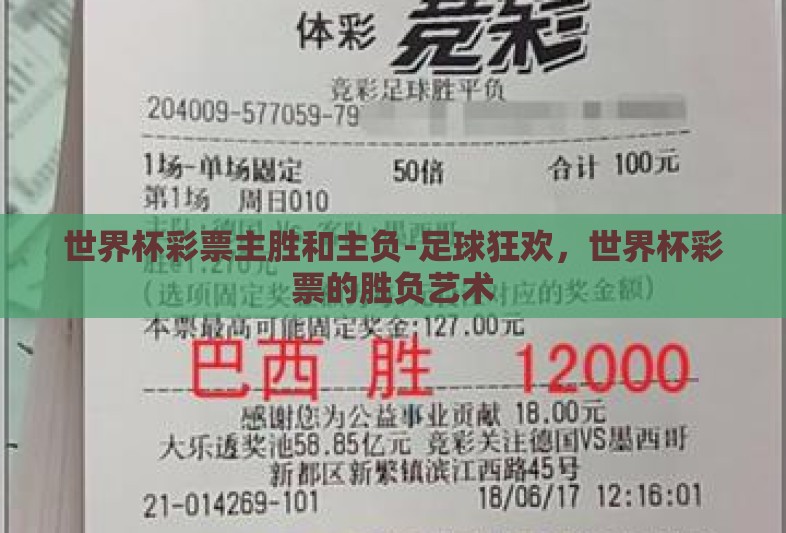 世界杯彩票主胜和主负-足球狂欢，世界杯彩票的胜负艺术
