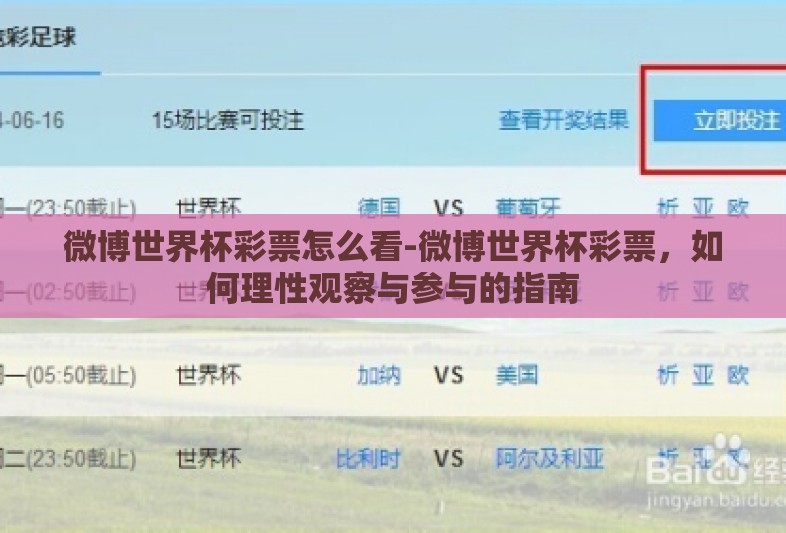 微博世界杯彩票怎么看-微博世界杯彩票,如何理性观察与参与的指南 微博世界杯彩票怎么看-微博世界杯彩票,如何理性观察与参与的指南